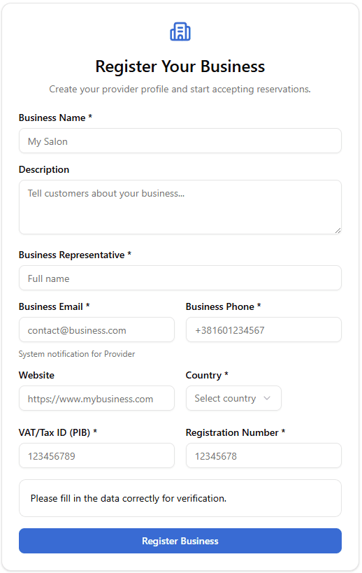 Register your business